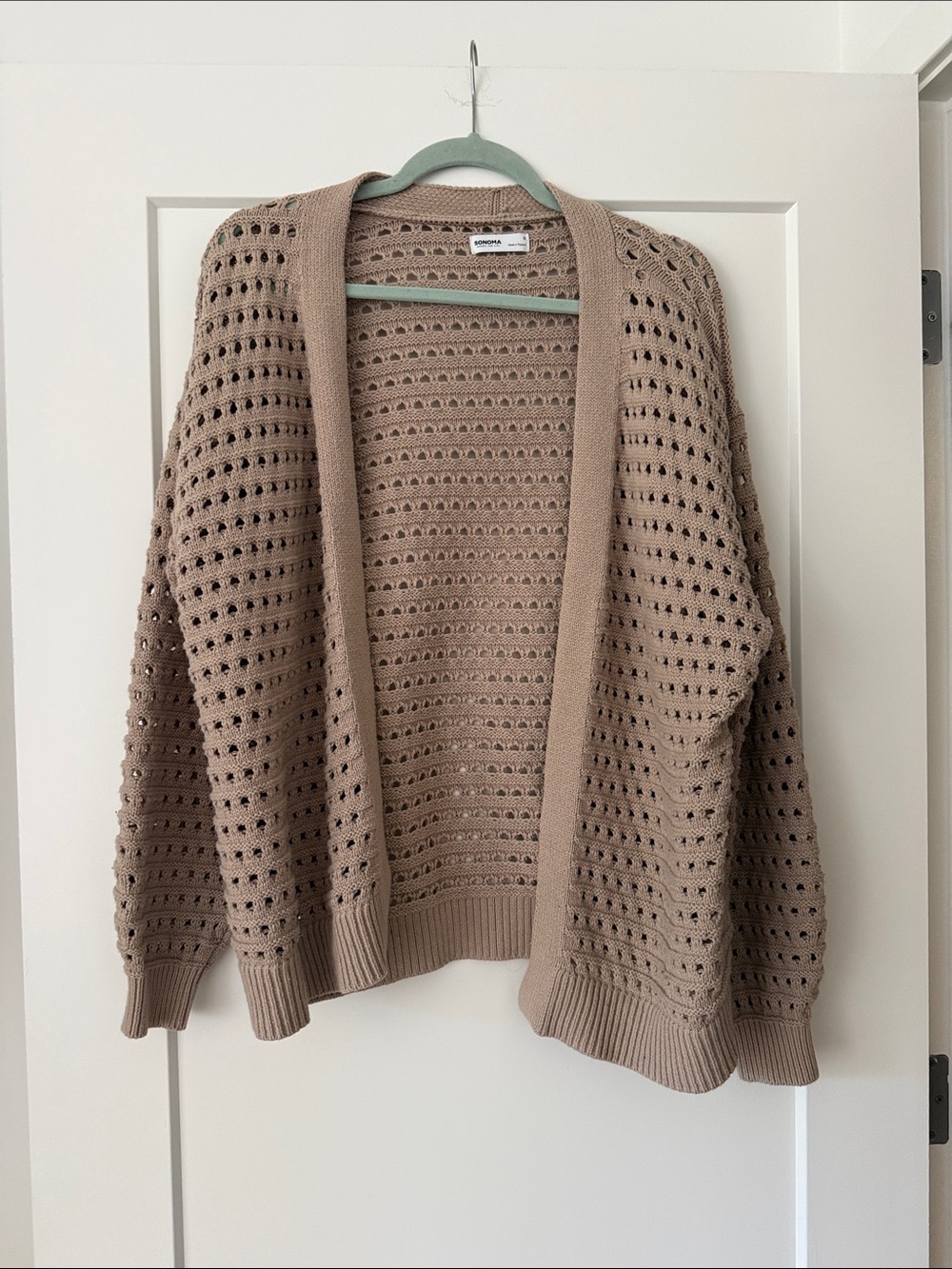 Sonoma Open-Weave Beige Cardigan